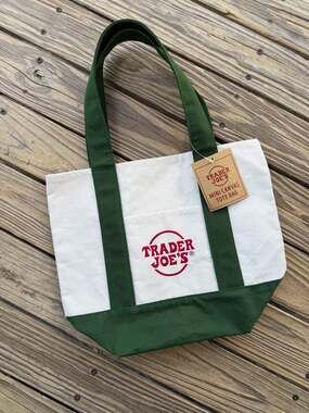 Trader Joe's Mini Canvas Tote Bag Green